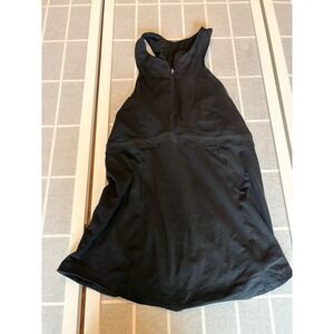 Lululemon Black Zippy Run Racer Tank  1/4 Zip w/ Bra & 3 Back Pockets Women Sz M